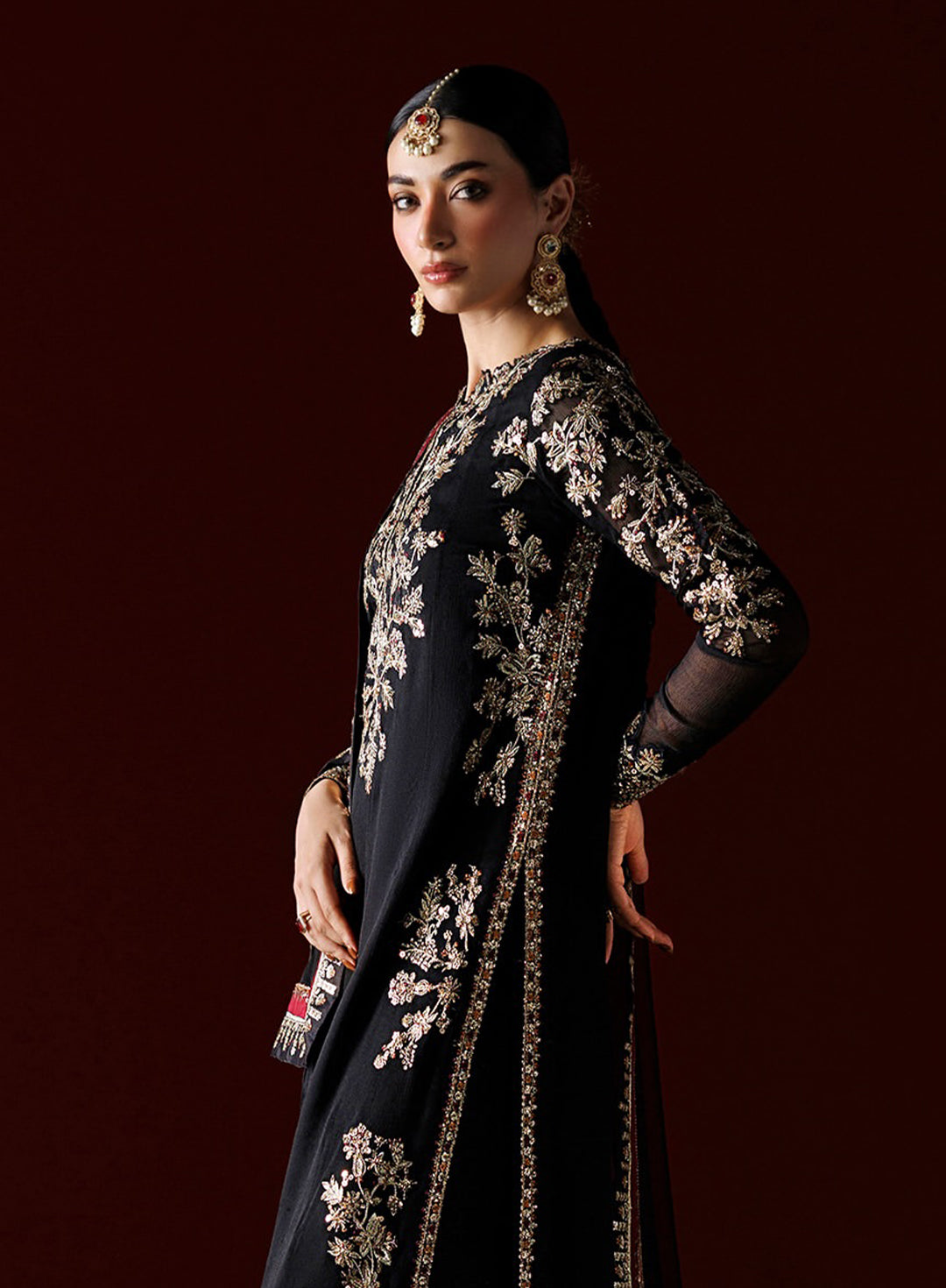 4 Piece Chiffon Embroidered Dress - Meher Noor