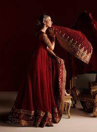 4 Piece Chiffon Embroidered Frock - Rani Noor