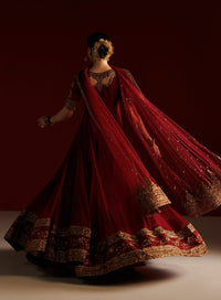 4 Piece Chiffon Embroidered Frock - Rani Noor