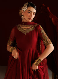 4 Piece Chiffon Embroidered Frock - Rani Noor