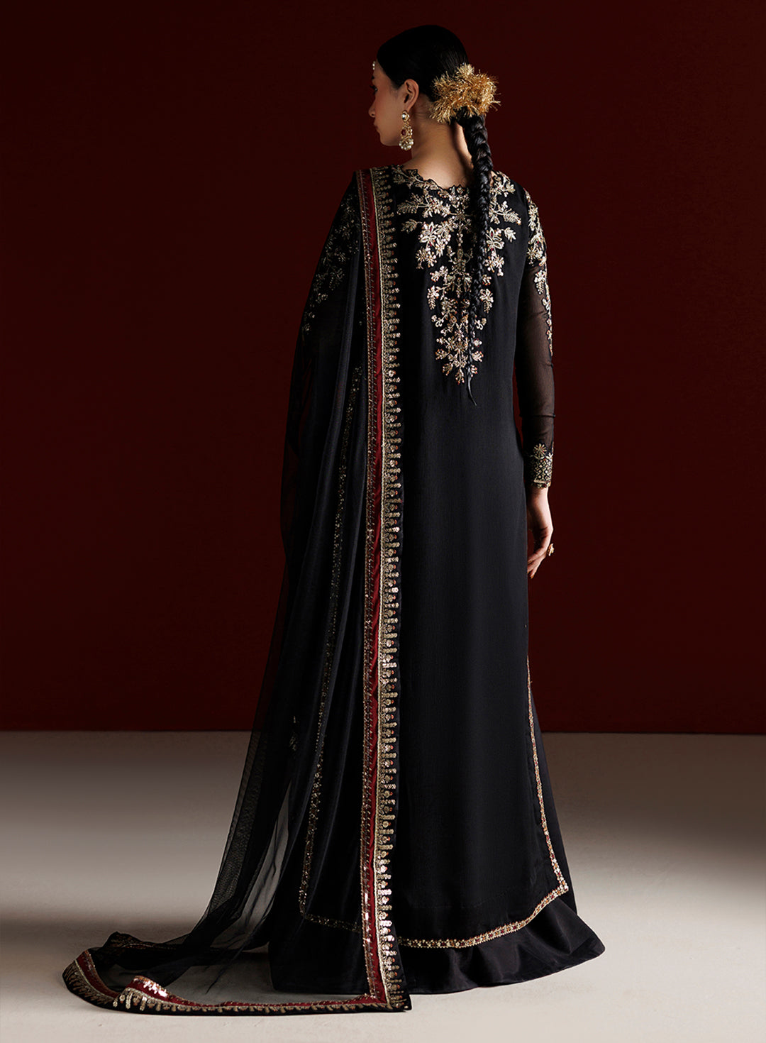 4 Piece Chiffon Embroidered Dress - Meher Noor