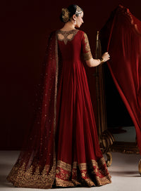 4 Piece Chiffon Embroidered Frock - Rani Noor