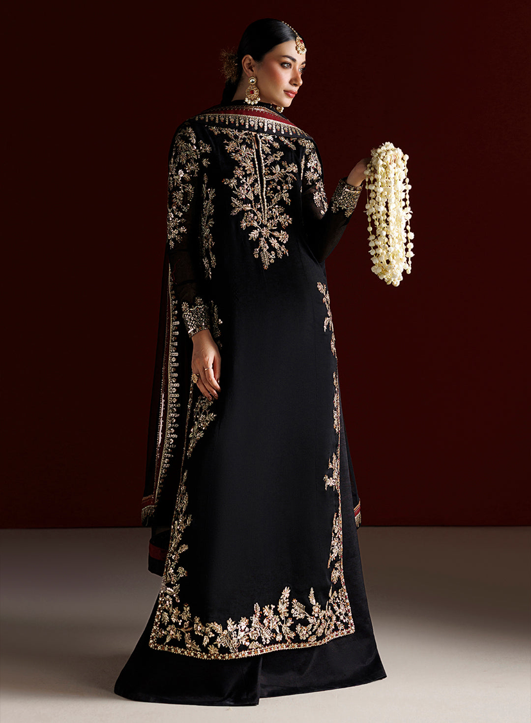 4 Piece Chiffon Embroidered Dress - Meher Noor