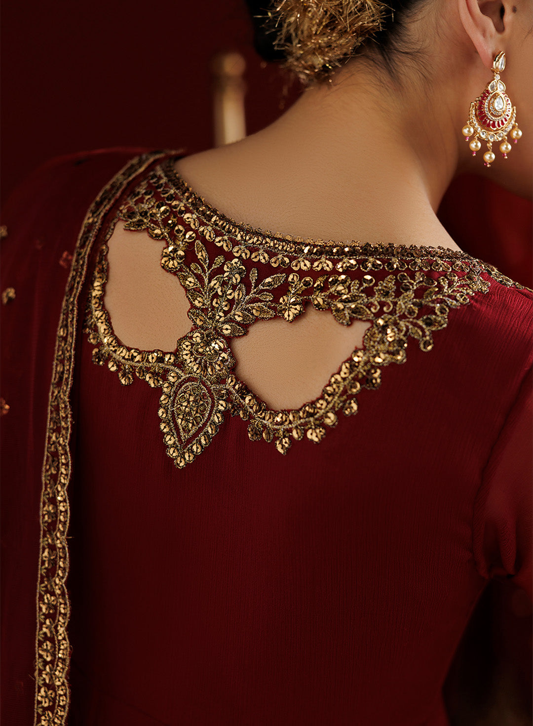 4 Piece Chiffon Embroidered Frock - Rani Noor